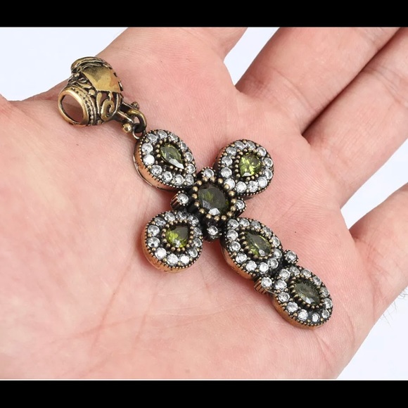 PERIDOT CROSS BRONZE 925 - Picture 4 of 5